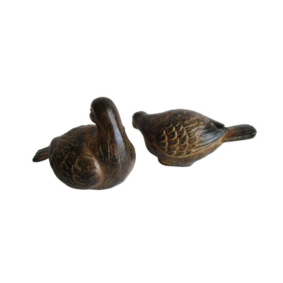*Ceramic Brown Dove Pair Matte Glaze Finish Japan Paper Label - Picture 2 of 7